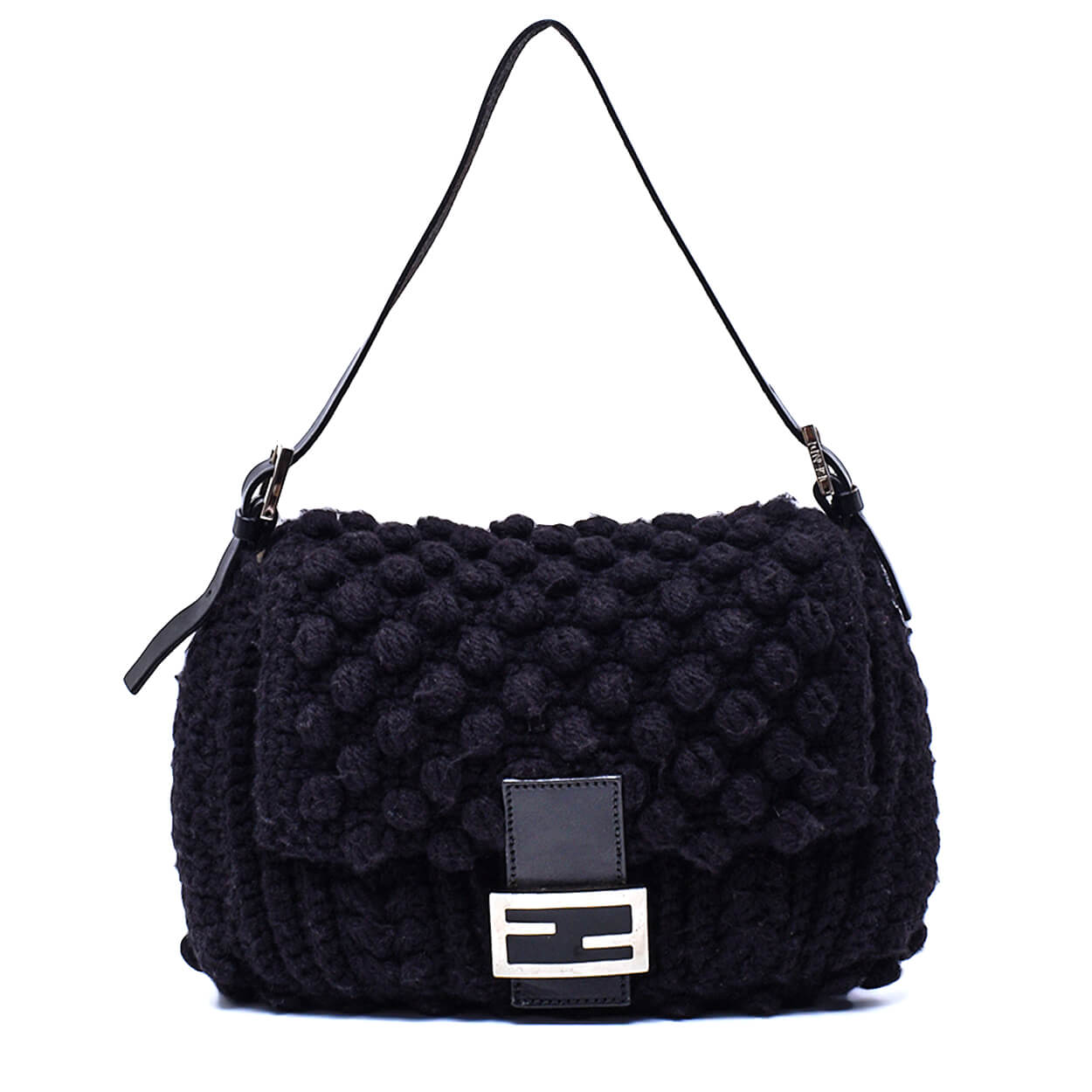 Fendi - Black Wool Mamma Baguette Bag 